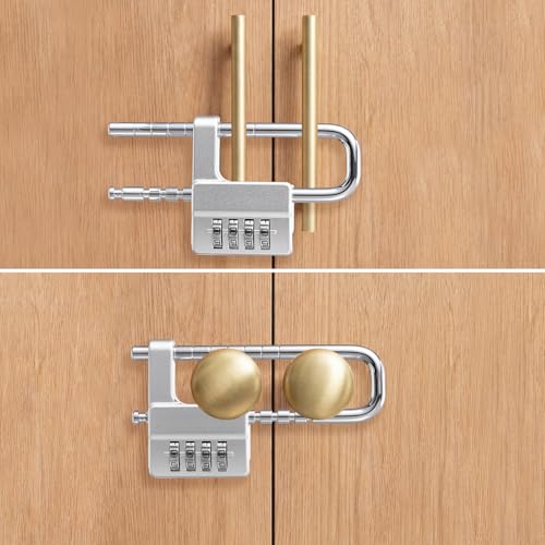 Image of Gisafai 2 Pcs 4 Digit Combination Cabinet Lock U Shaped Code Gym 2.51 x 4.6 Inch Adjustable Padlock Metal Long Shackle Lock for Under 0.6" Width Outdoor College Fences Sports Lockers Gym