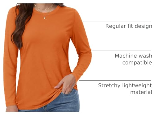 Image of YUCOLEN Long Sleeve Shirts for Women Cotton Crew Neck Casual Tops Fall