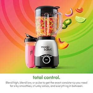 magic bullet Combo Blender, 600W, 48oz Pitcher, 16oz Cup with To-Go Lid, Easy Cleaning, Cross Blade, for Smoothies, Sauces, Shakes, Salsa, Hot Blends, Silver, MBF50200 — photo 3 of 6