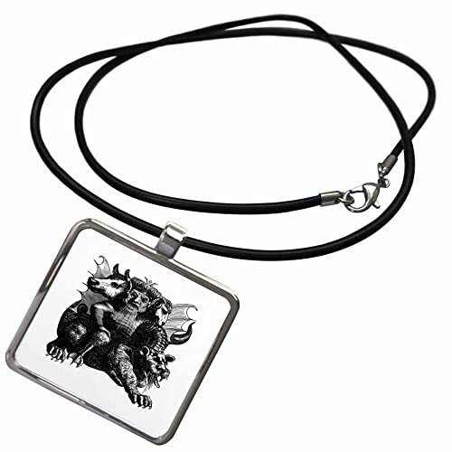 3dRose Necklace With Rectangle Pendant - Asmodeus The Demon Of Lechery And Lust Cut Out Classic Illustration - Demonic Creature