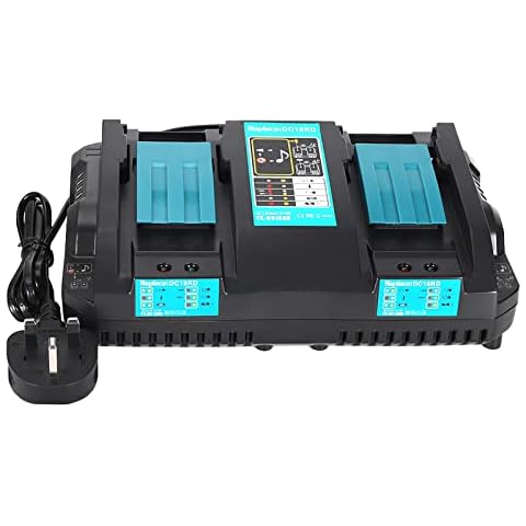 YEX-BUR DC18RD 18V Battery Charger Power Tools 6A Fast Dual Ports Charger for Makita 14.4V 18V Lithium ion Battery BL1830B BL1850B BL1860B BL1430 BL1440B BL1450 Cover