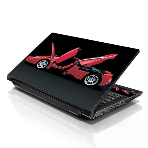 Image of LSS 15 15.6 Inches Laptop Notebook Skin Sticker with 2 Wrist Pads - Reusable Cover Protector Vinyl Sticker Cover Decal Fits 13 inch - 16 inch HP Asus Acer Samsung - Red Ferrari