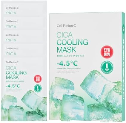 Cell Fusion C Post Alpha Cica Cooling Sheet Mask 5EA, Soothing, Cooling and De-puffing, Centella Asiatica & Panthenol, Korean Skin Care