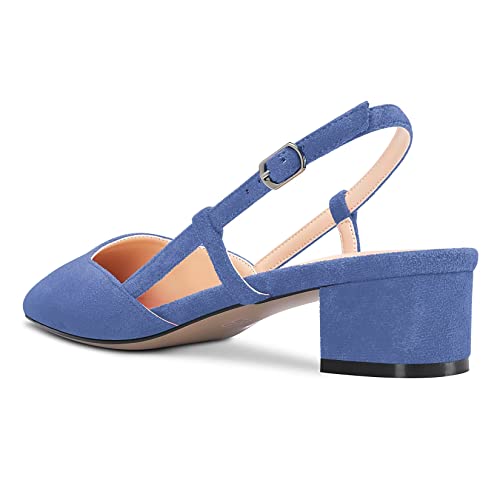 Saekcted Women Chunky Block Low Kitten Heel Square Toe Slingback Pumps Wedding Office Dress 1.4 Inches Heels3
