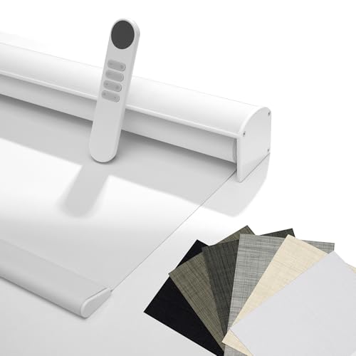 Boolegon Motorized Roller Blinds - Blackout Chamarel Fabric Smart Electric Shades with Remote, Compatible with Alexa/Google Home/HomeKit via Hub for Home Office, Custom Color and Size.