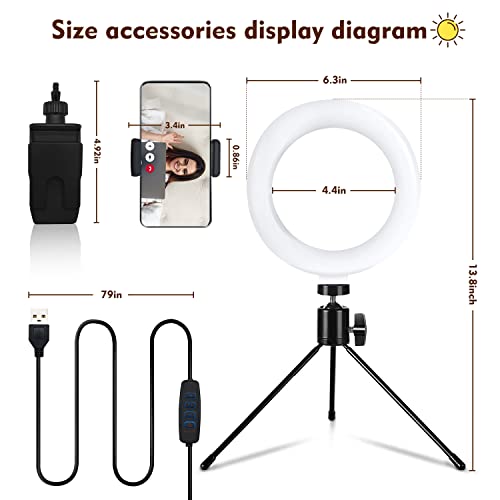 Onite Ringlicht Laptop, 6,3'' Selfie Licht mit Handy Stativ & Clip, LED Ring Light 3 Lichtfarben+10 Helligkeiten 360… – Bild 3