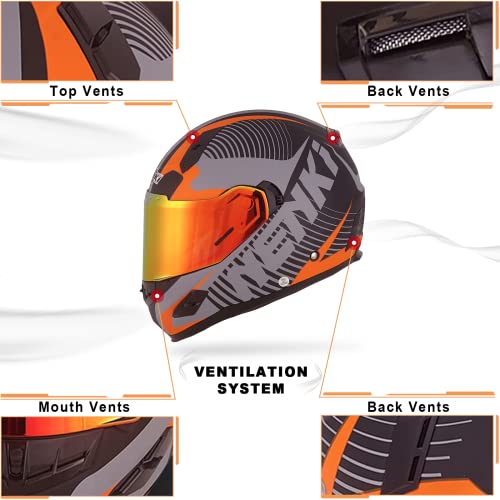 Nenki Full Face Motorcycle Helmets For Men Women, Motorbike Street Bike Motocross Atv Helmet With Dual Visor Inner Sun Shield And Iridium Red Visor,Dot Approved Adults Helmets #TOP3