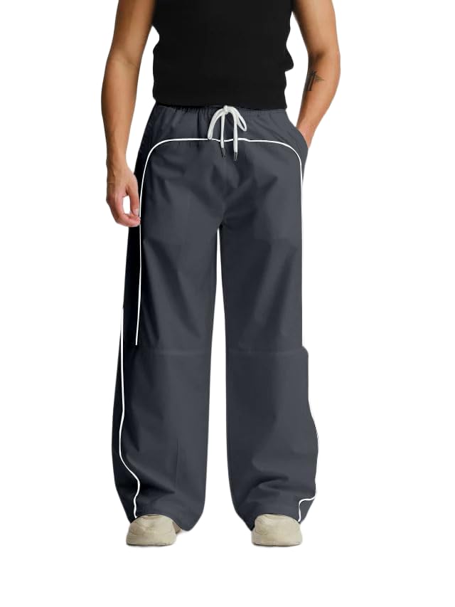 Men's Track Pant, Black, Size 28, Polyester, Wide Leg, Drawstring Waist with Side Pockets-image-18
