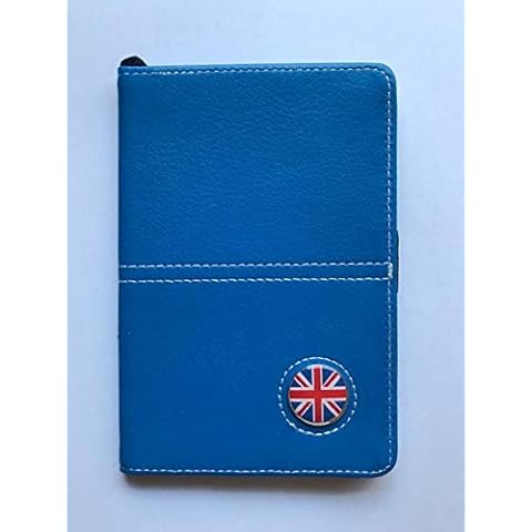 United Kingdom, Union Jack Crested Blue Leather Golf Scorecard Holder. Detachable Golf Ball Marker Cover