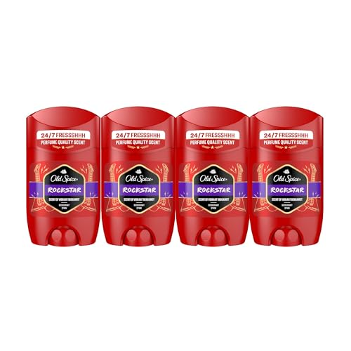 Old Spice Rockstar Desodorante En Barra Para Hombres 4x50 ml, Fresco 24 Horas, Todos Los Días Con Uso Diario, Perfume Duradero, Fragancia Excepcional, Protección Contra El Mal Olor