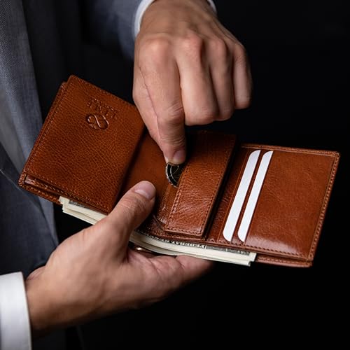 Time Resistance Leather Wallet for Men - Men Wallet - Bifold Italian Wallet - Slim Wallet with Card Holder - Gift Box Included3