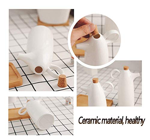 XBSXP Öl Essig Flasche Topfspender Küchenkeramik Olivensauce Spender Staubdicht und auslaufsicher mit Ausgießer Holzflaschenverschluss verhindert Oxidation 300ML weiß 2 Stück 3 XBSXP Öl Essig Flasche Topfspender Küchenkeramik Olivensauce Spender Staubdicht und auslaufsicher mit Ausgießer Holzflaschenverschluss verhindert Oxidation 300ML weiß 2 Stück