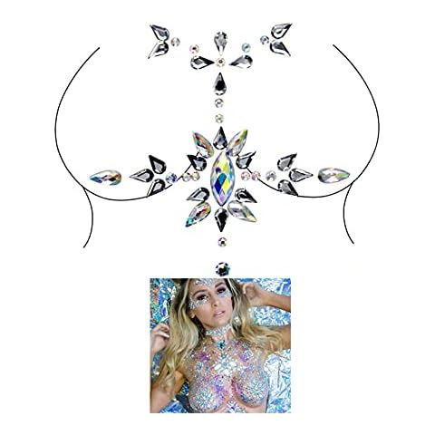 Acrylic crystal glitter stickers on chest, rhinestone gemstone jewelry, mermaid jewelry and human pie jewelry makeup set, gemstone body gemstone glitter jewelry (TX02) Cover
