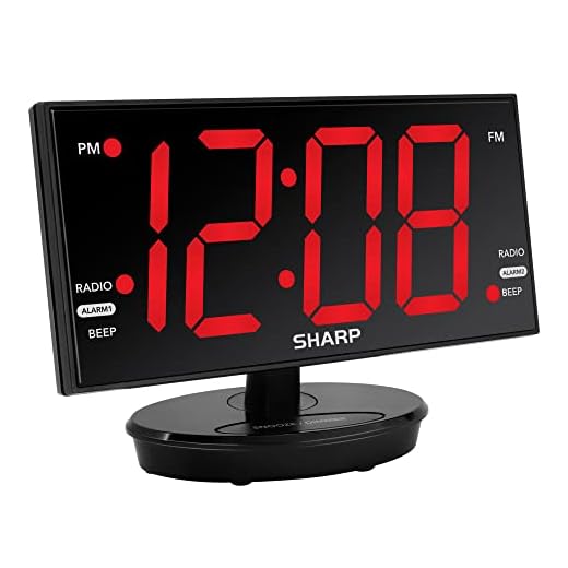 Sharp Digital Alarm Clock, 8.9" Extra Large LED Clock with Tilt and Swivel Display, AccuSet Automatically Sets The Time, Dual USB Charger Ports, FM Radio, 3 Level Adjustable Dimmer Brightness