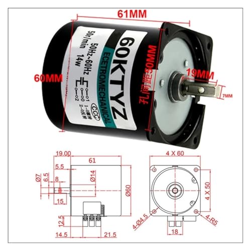 Moteur synchrone 60KTYZ AC 220V pour rôtissoire et présentoir dynamique