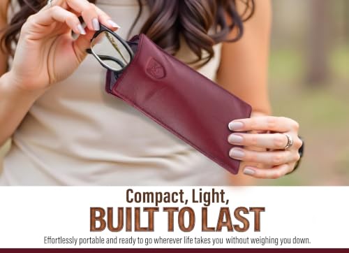Image of ALLEN & MATE Genuine Leather Eyeglass Case, Slim Slip-In Reading Glasses
