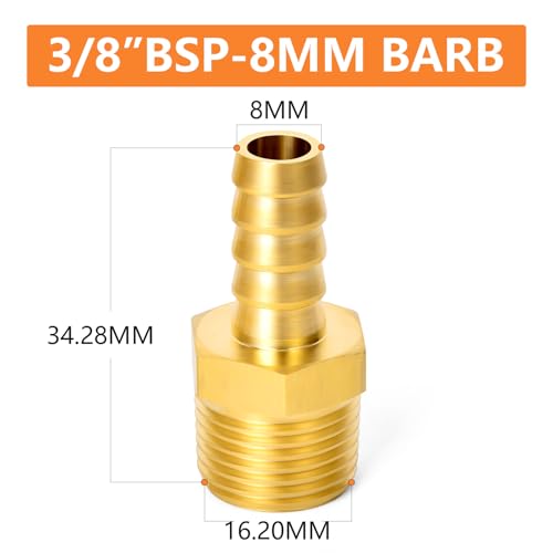 Accesorios de manguera de aire de 3/8 y adaptador 8mm MBSP con abrazadera 3