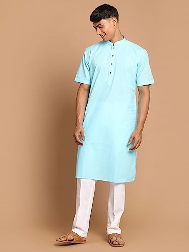 Image of VASTRAMAY Men's Cotton Linen Kurta Pyjama Set (1)