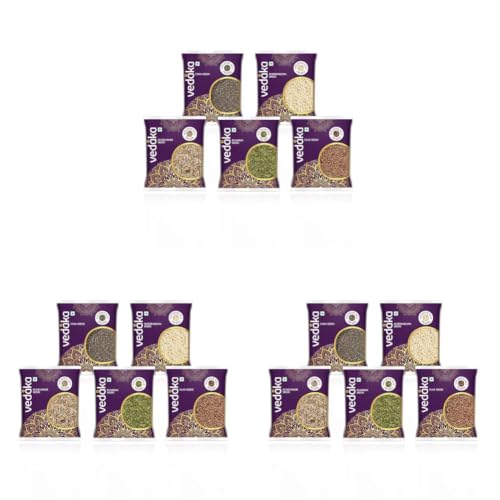 Image of Amazon Brand - Vedaka Raw Seeds Combo | 500G | 100 G Each - Watermelon Seeds, Chia Seeds, Pumpkin Seeds, Flax Seeds, Sunflower Seeds (Pack of 3)