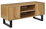 HowHomely Mueble de TV de 110 cm – Mueble bajo moderno con estante y espacio de almacenamiento, mueble de TV pequeño