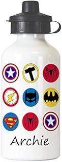 tigerlilyprints Personalised Boys Marvel superhero Bottle,Kids metal 400ml Drinks bottle,Personalised, Marvel Bottle,School Lunch Bag Bottles