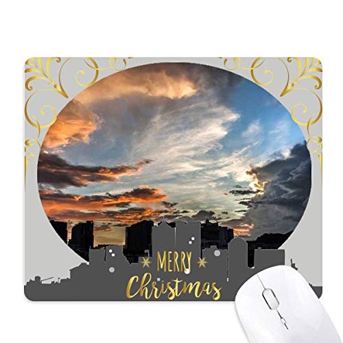 Tapis de souris caoutchouc ciel bleu foncé nuages multicolores nuit de Noël