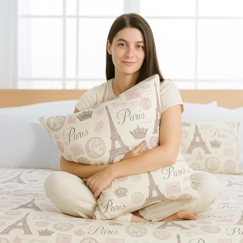 Image of Premium Polyester Fiber Cushion Fillers - Pack of 5| 12x12 Inches | Vintage Paris Theme | Cushions, Sofa Pillow, Cushion for Sofa, Cushion for Bed, Decorative Pillow, Pillow for Support