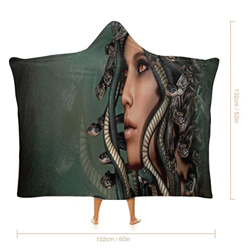 Greek Mythology Medusa Wearable Hooded Blanket Soft Warm Throw Blanket Robe Cloak Wrap For Bed Sofa Bedding 60"X80" #TOP1