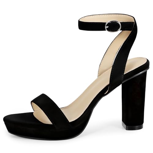 Image of ZriEy 4-Inch Platform Clear High Heels for Women Block Chunky Heeled Sandals Open Toe Ankle Strap Heels Wedding Party Evening Prom Dress Pump Sandal Shoes