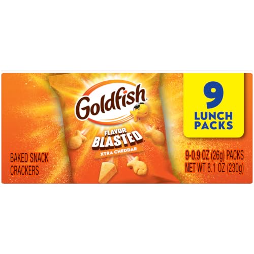 Goldfish Flavor Blasted Xtra Cheddar Cheese Crackers, Baked Snack Crackers, 0.9 oz On-the-Go Snack Packs, 9 Count Tray - image 5