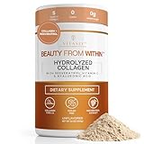 VITASEI Hydrolyzed Collagen Peptides Powder with Resveratrol & Vitamin C – Hair, Skin & Joint Support with Hyaluronic Acid – Colágeno Hidrolizado for Women & Men – Unflavored, 16 oz (30 Servings)