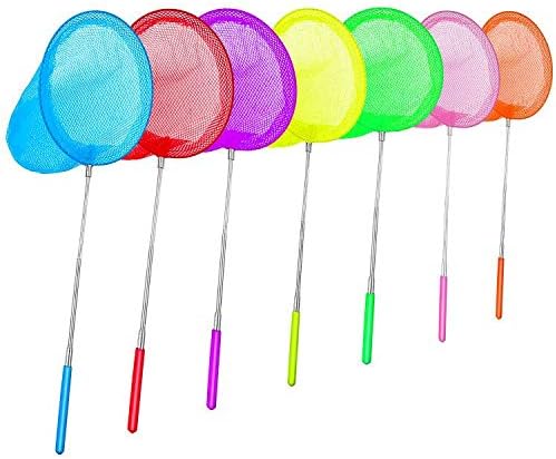 aovowog 7 Pcs Kids Telescopic Butterfly Nets Fishing Nets Extendable (14.5-33.8 Inches) for Kids Catching Insects Bugs Playing Outdoor