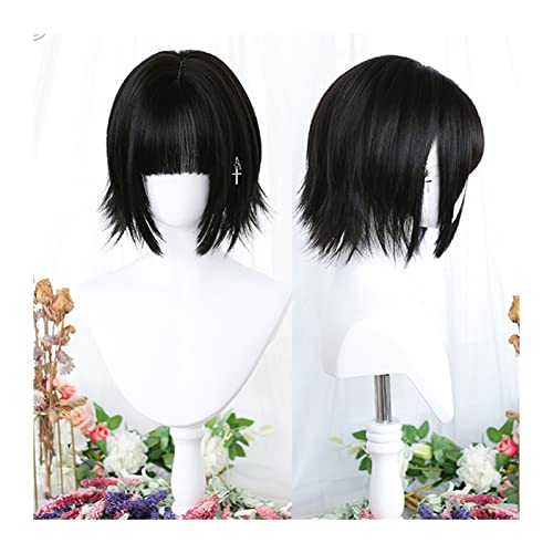 Perruque droite noire naturelle avec frange pour changer de style