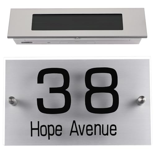 Ipetboom Plaque de Porte Solaire Extérieure 18 LED Bicolores Lampe Solaire pour Numéro de Maison Panneau Lumineux D’Adresse Étanche Éclairage Autonome pour Façade et Jardin
