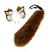 UxicRuya Ears and Tail Set Headband for Kids Adults Housewarming Night Club, Brown White