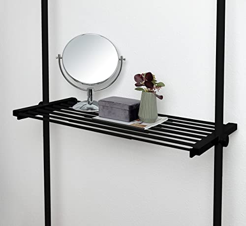 WENKO Regalboden Herkules, ausziehbares Zubehörteil zum verstellbaren Teleskop-System Herkules aus stabilem Stahl inklusive Halterungen aus Kunststoff, (B x H x T): 73-120 x 4 x 42,5 cm, Schwarz