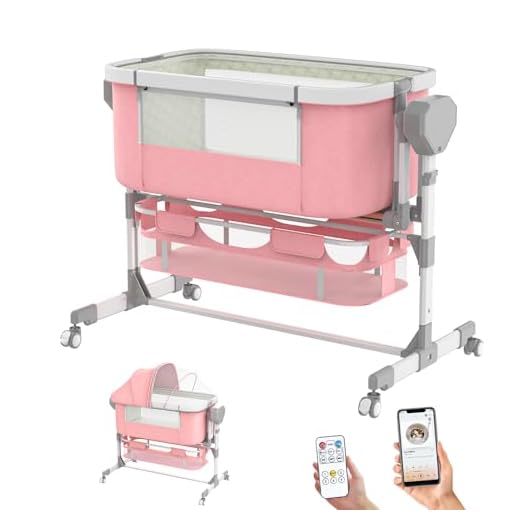 ErmeiRabbit Rocking Bassinet for Baby, Electric Baby Bassinet Automatic 5 Rocking Motion Bassinet Bedside Sleeper for Newborn, Auto Rolling Baby Cradle 6 Height Adjustable with 4 Lullabies