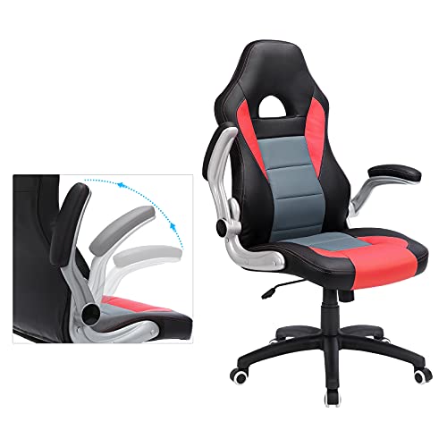 Songmics Obg28Br Gamingstoel, Zwart/Grijs/Blauw - Image 5
