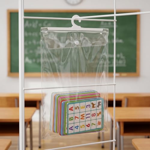 Gadpiparty Hanging Storage Bags Pvc Plastic Organizer Bags with Hooks 12pcs with Sturdy Hook Design and Flat Structure, Reusable Storage Pouches for Headphone and Book Organization on Doors - Image 5