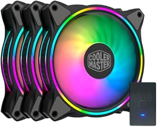 Cooler Master MasterFan MF120 Halo 3n1Fans, Duo-Ring ARGB Customizable Lighting, 120mm PWM Static Pressure, ARGB Header Extender For PC Case, Liquid and Air Cooler (MFL-B2DN-18NPA-R1),Black