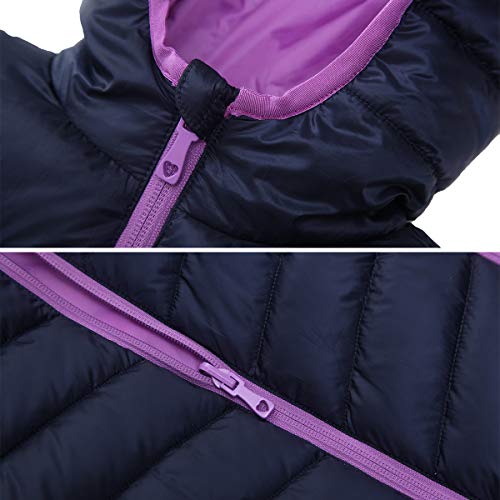 Rokka&Rolla Girls' Reversible Lightweight Puffer Jacket Hooded Water-Resistant Winter Coat #TOP4