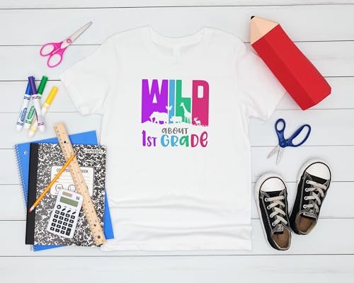 Wild About First Grade #2 Kids Shirts, YS - YXL, Girls, Zoo Animals, Great for The First Day of School Or Everyday Wear3
