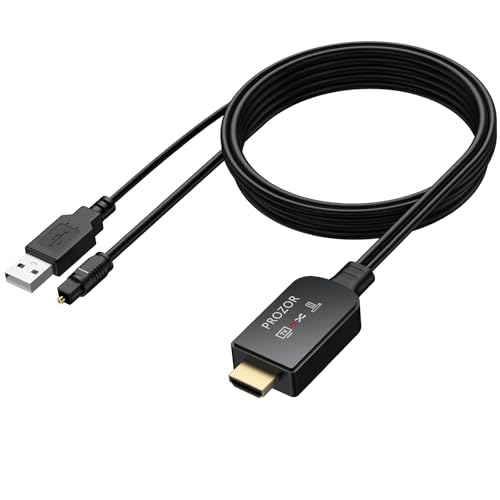 PROZOR Câble Extracteur Audio eARC/ARC vers Optique Tout-en-Un 192kHz Dolby DTS 5.1 Alimentation USB TV - Pour Barre de Son Home Cinéma 1.5m