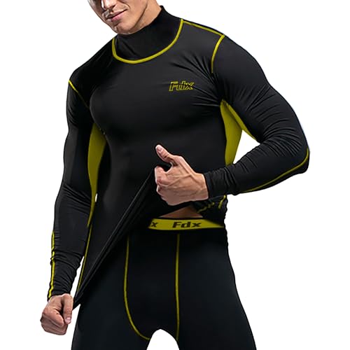 FDX Men’s Thermal Compression Base Layer Top, Breathable, Lightweight, Winter Long Sleeve Shirt, Quick Dry, Warm, Body Fit, Underwear Mock Neck for Running, Gym, Workout, Fitness, Training, Exercise - Image 3
