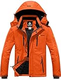 GEMYSE Chaqueta de Esquí Impermeable de Montaña para Hombre Abrigo de Invierno de Lana Antiviento con Capucha (Naranja 06,L)