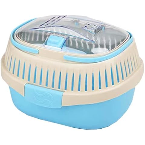 KAMEIOU Sky Blue Travel Small Animal Hamster Hedgehog Guinea Pig Cage Carrier for Hamster Hedgehog Ferret Guinea Pig Carrier Travel Cage with Handle Breathable Small Animal Guinea Pig Car Cage Carrier Cover