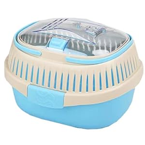 KAMEIOU Sky Blue Travel Small Animal Hamster Hedgehog Guinea Pig Cage Carrier for Hamster Hedgehog Ferret Guinea Pig Carrier Travel Cage with Handle Breathable Small Animal Guinea Pig Car Cage Carrier