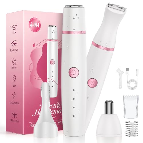 Rasierer Damen 4-in-1 Intimrasierer für Frauen Gesichtshaarentferner Weiß – Ansicht 1