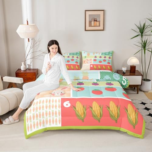 Image of Feelyou Kids Educational Comforter Set Full Size Animal Numbers Bedding Set for Kids Boys Girls Cute Animal Decor Duvet Quilt Learning Numbers Bedroom Decor Microfiber 3 Pcs with 2 Pillow Cases