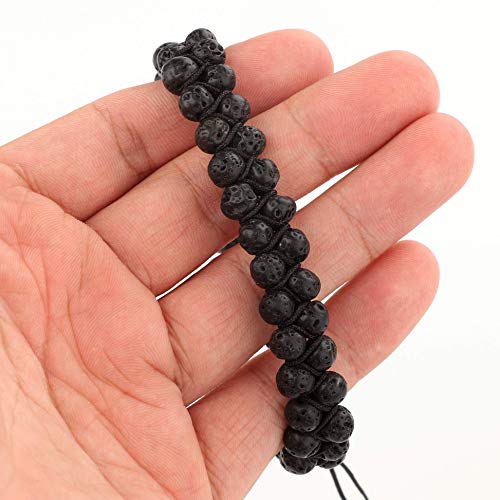 Fibo Steel 2 Pcs Mens Leather Cuff Bracelet Lava Rock Bead Bracelets Set Cool Wrist Jewelry #TOP5